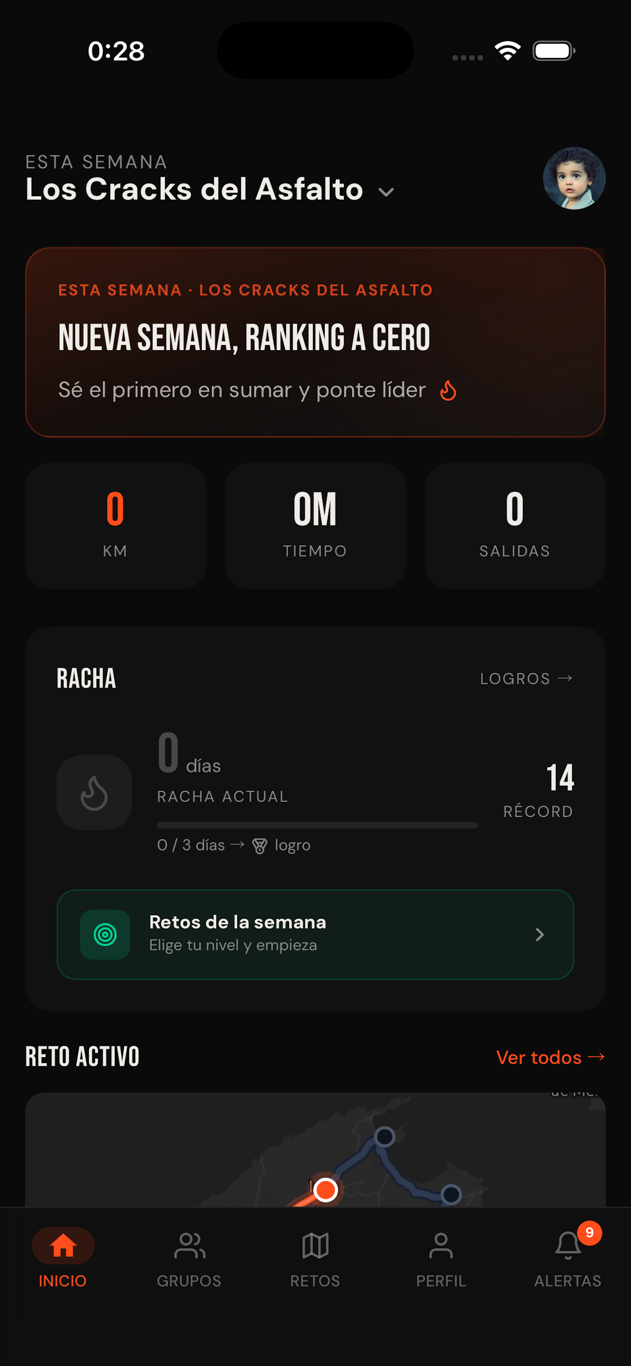 Pantalla de inicio de PaceRivals