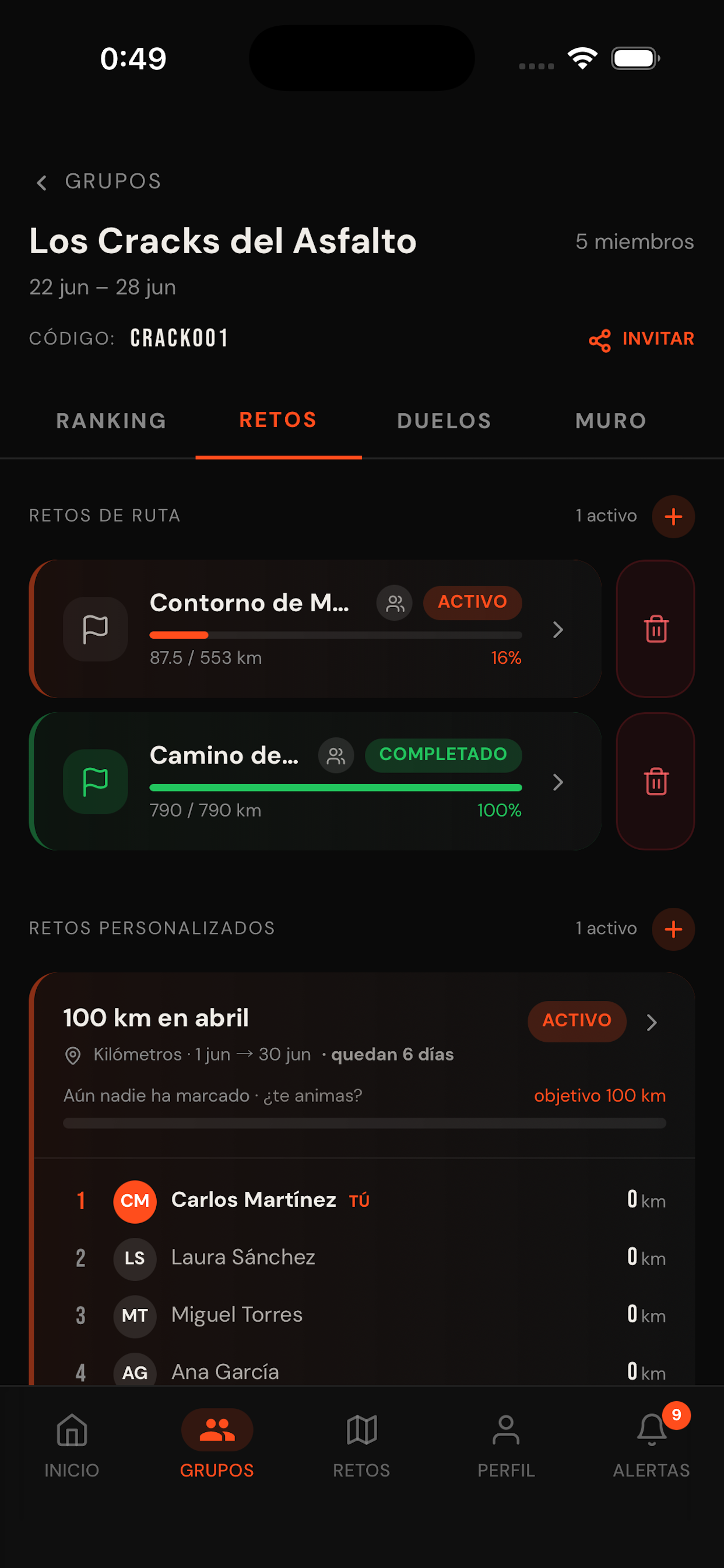 Retos del grupo